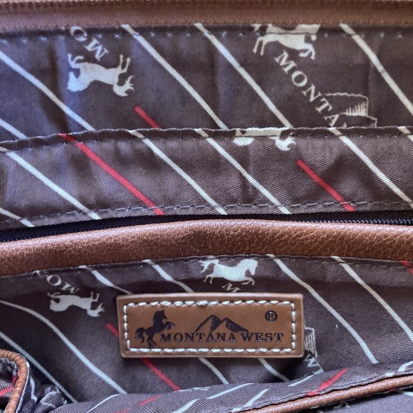 Montana West Purse Bag Brown Aztec Southwest Embossed Rivets Great Condition - Picture 11 of 16